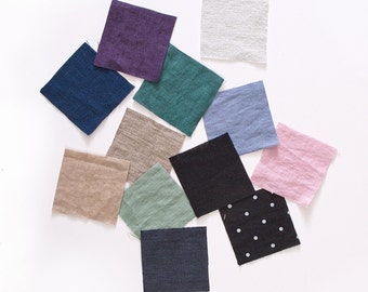Fabric samples - Fabric swatches of pure softened linen european flax - Softened stone washed linen fabric color palette