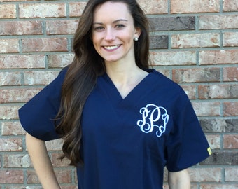 Monogrammed Scrubs // Nurse Monogram Scrubs // Personalized Scrub Outfit // Nurse Personalized Gift // Nurse Monogram Gift // Scrub Shirt //