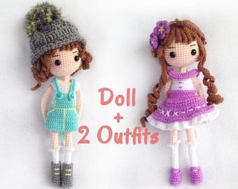 Mimi | Doll with 2 outfits | PDF Crochet Pattern | Instant Download | Amigurumi Doll