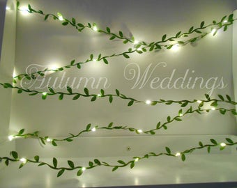 Green Leaves Fairy Lights 2-10m String Lights / Garland - Wedding Decorations - Battery Operated Indoor Bedroom Weddings Wedding Decor Leaf
