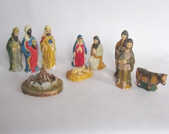 vintage plaster nativity set etsy vintage plaster nativity set etsy