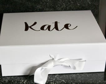 Luxury A4 size gift box with ribbon, Bridesmaid box, Brides box, Gift box, Birthday box, New baby box, Baby shower box, Keepsake box, Memory