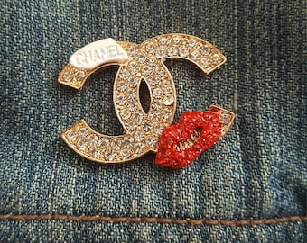 Chanel inspired enamel and rhinestone lapel pin shirt collar pins collar pins fashion pin flair pin button back pin