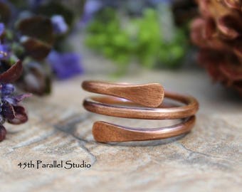 Copper Ring, Copper Paddle Ring, Arthritis Ring, Copper Ring Women, Copper Jewelry, Rustic Jewelry, Wrap Ring, Copper Double Wrap Ring