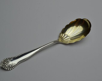 Gorham Lancaster Sterling Silver Shell Sugar Spoon Gold Washed 6" No Mono 22gm