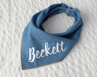 Personalized Denim Dog Bandana - Joey // Dog bandana // Personalized Bandana // Pet Bandana // Denim Bandana // Summer Dog Bandana
