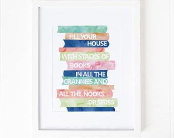 Dr. Seuss Quote, Book Lover Gift, Playroom Art