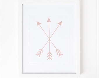Blush Arrows, Boho Nursery, Pink Printable Art, Modern Minimal Print