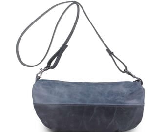 Shoulder bag "Zoe" pigeon/ardoise clutch