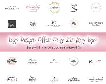 Logo Design, Premade logo, watermark design, photography watermark, logo brand, Watercolour logo, pink heart, business logo