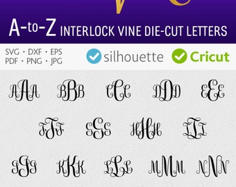 Interlock monogram font svg Vine cuttable alphabet svg download Cricut fonts initial letters svg vinyl script design svg eps dxf Silhouette
