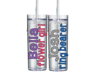 Personalized Flower Girl Tumbler, Flower Girl Gift, Flower Girl Cup, Ring Bearer Cup, Ring Bearer Gift, Bridal Party cups, Bridal Tumblers