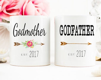 Godfather Godmother Gift, Baptism Gift, Christening Gift, Fairy Godmother mug, Godfather, gift for godmother, Godfather gift Godparent mugs