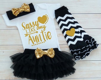 Baby Girl Outfit, Sassy Like My Auntie, Baby Girl Coming Home Bodysuit, Coming Home Baby Girl, Auntie's Girl, Baby Shower Gift, Infant Shirt