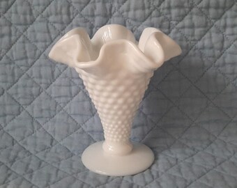 Fenton Milk Glass Hobnail Miniature Vase, c.1960