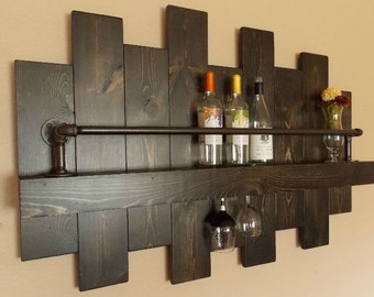 Rustic wine Rack; Industrial wine rack, offset, wine rack, cottage chic, farmhouse decor, Wine, Rustic decor, whiskey rack, whiskey