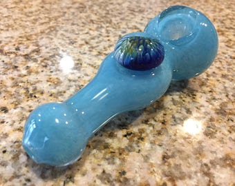 Sea Blue Glass Pipe, Glass Smoking Pipe, Flower Pipe, Beautiful Pipe, Hand Blown Pipe, Glass pipes.
