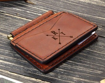 Money Clip Wallet Leather, Personalized Groomsmen Gifts, Dad Birthday Gifts, Custom Gift for Him, Christmas Gift for Men, Anniversary Gifts