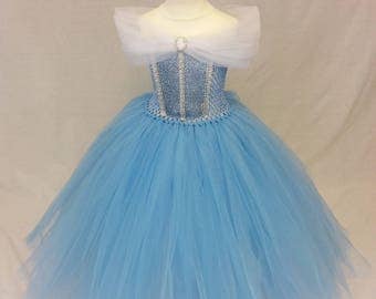 Princess dress, Flower girl dress, bridesmaid dress, pageant gown, blue dress, Princess aurora