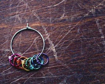 Baby Unicorn Farts - Medium *Snag-Free Simple Set* - Rainbow - Knit/Knitting Stitch Markers - Set of 8