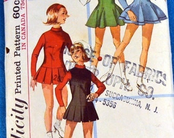 Simplicity 6203 Vintage Sewing Pattern Teens' Skating or Cheerleading Dress Size 14T Bust 34 Inches Complete