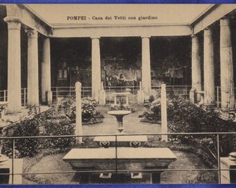 Pompei Italy Casa dei Vetti con Giardino House of Faun Black and White Early 20th Century Postcard