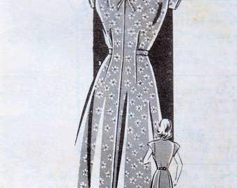 1940s Mail Order 8223 Vintage Sewing Pattern Misses Housefrock, Housedress, One Piece Dress Size 14 Bust 32