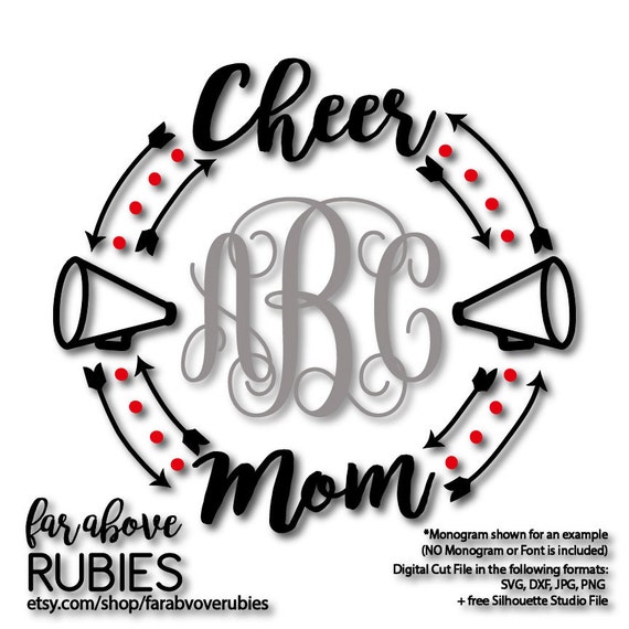 Download Cheer Mom Cheerleading Monogram Wreath (monogram NOT included) - SVG, DXF, png, jpg digital cut ...