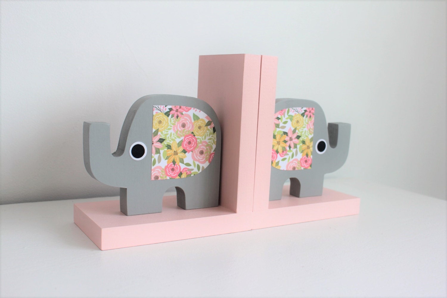 Elephant Bookends Elephant Nursery Elephant Kids Decor Rose