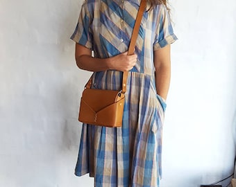 Vintage Check Cotton Dress, Medium to Large
