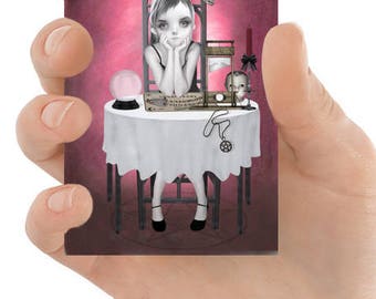 Gothic Aceo Card - Clairvoyant - Goth Girl Art - The Girl Next Door
