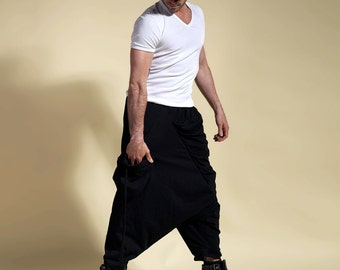 harem pants black man, sarouel black, gothic pants man