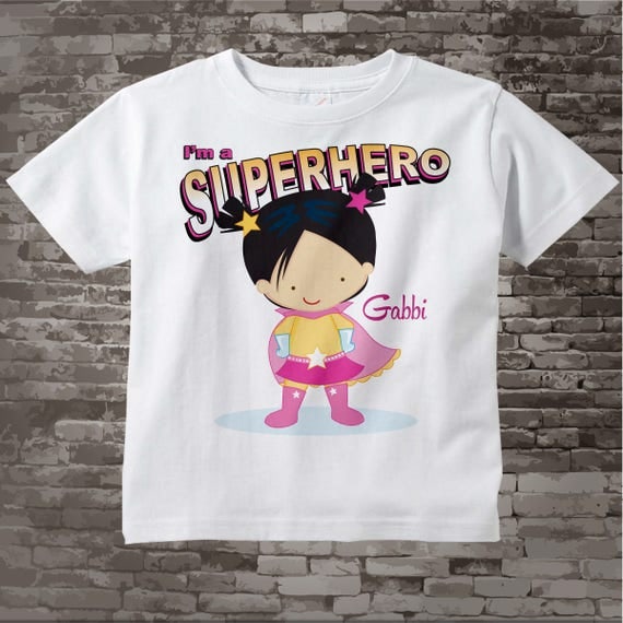 Girl's Personalized Superhero Child's Tee Shirt or