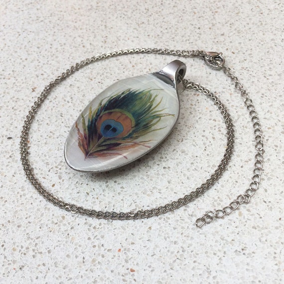 Peacock Feather handmade resin art pendant