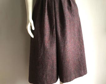 Vintage Women's 70's Wool Culottes, Purple, Fully Lined, Gaucho Pants (XS)