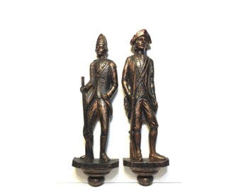Vintage Colonial Soldiers Wall Plaques, Dart Soldiers Wall Hanging, Vintage Coppercraft Soldiers, Man Cave, 70's Historical Wall Decor