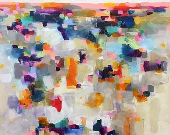 Abstract Colorful Landscape Painting Original Art -Mosaic Landscape Brights 40 x 60