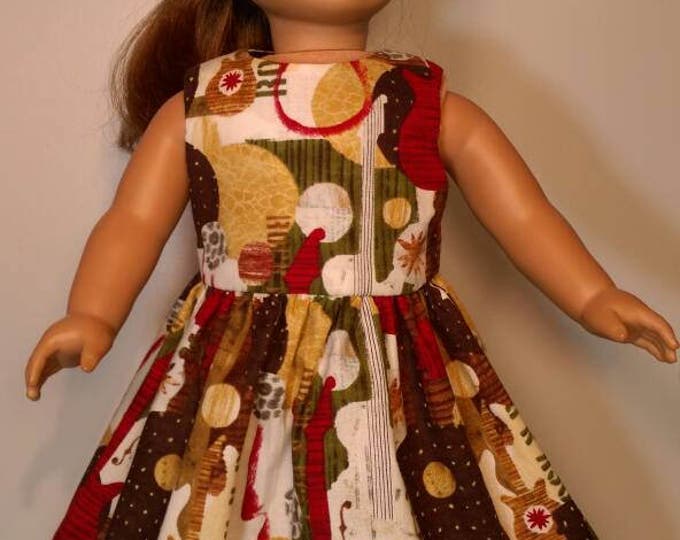 Retro guitar print sleeveless doll dress fits 18 inch dolls all over guitar print