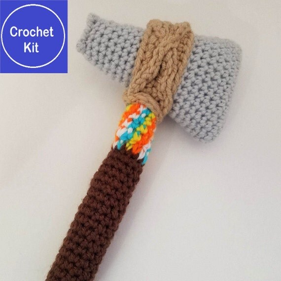 Crochet Kit for Tomahawk Baby Rattle available in cotton or