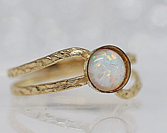 White opal ring | Etsy