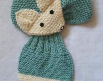 Adjustable KIDS Fox Scarf Hand Knit Scarf / neck warmer
