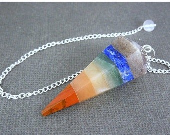 Seven Chakras Point Pendulum Pendant-- Rainbow Seven Chakra Point Pendant- 5 PENDANTS (S31B9-05)
