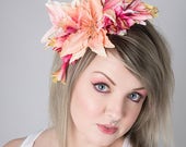 Peach and Pink Honeysuckle Fascinator