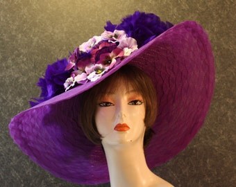 NEW LOWER PRICE! Kentucky Derby Hat, Garden Party Hat, Tea Party Hat, Easter Hat, Church Hat, Wedding Hat, Derby Hat, hat Violet Hat 437