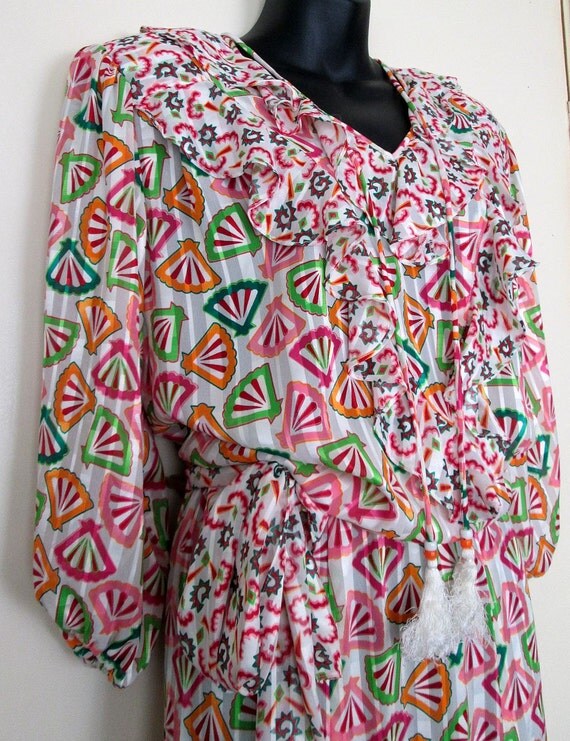 Vintage 80s Sloane Ranger-Tyron Style Dress by Mosaic UK M/L