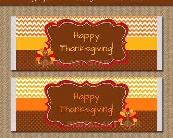 Thanksgiving Chocolate Bar Wrappers - Printable Thanksgiving Candy Bar Wrappers - EDITABLE Thanksgiving Party Favors Thanksgiving Labels T1