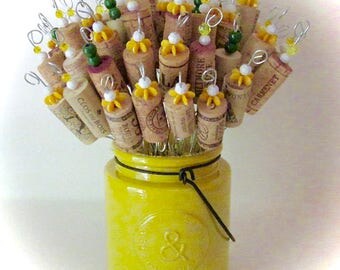 Alternative Floral Bouquet Beaded Wine Cork