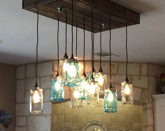 Mason Jar Chandelier. Mason Jar Light (custom sizing offered)