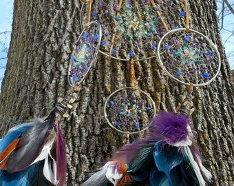 Indigo Dreams Hand-Woven Silver Dream Catcher Mobile by The Emerald Lotus