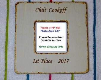 Wood Picture Frame, Chili, Soups, Bake, BBQ, Salsa, Desserts, Cook OFF, Contest, Award, Prize, Trophy, Personalize Custom, Wood burn Engrave